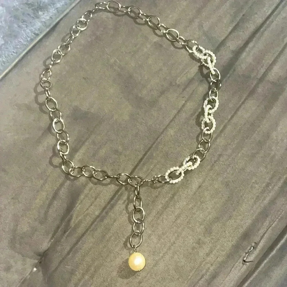 Vintage gold chain pearl belt